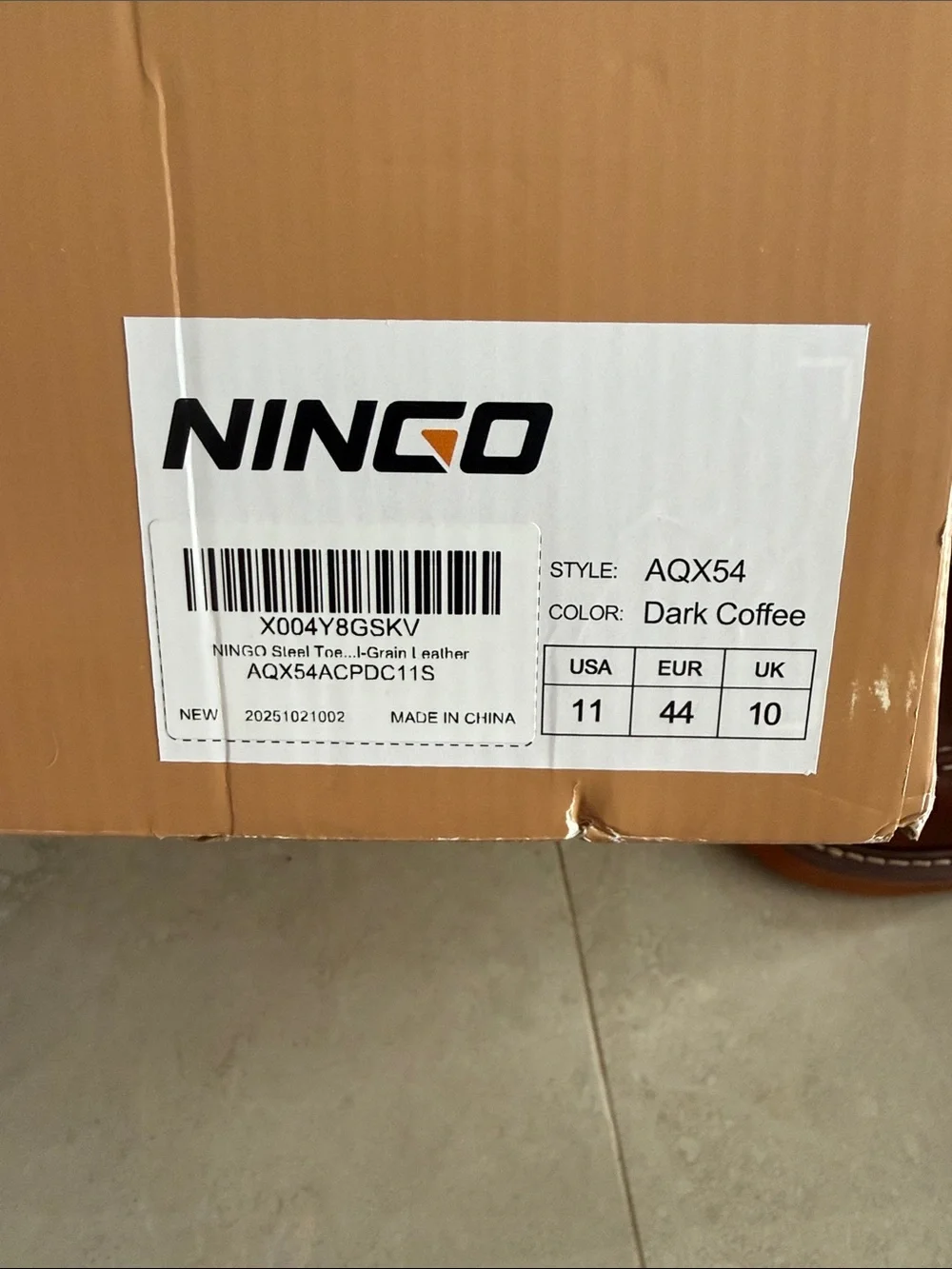 NINGO Steel Toe Full Grain Leather Brown Moc Toe Waterproof Work Boots 11 NEW!